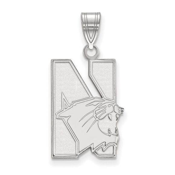 14k White Gold Northwestern U. Large Logo Pendant